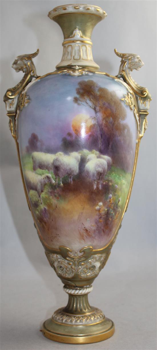 Harry Davis. A large Royal Worcester Shape 1764 vase, 36.5cm, base broken and repaired